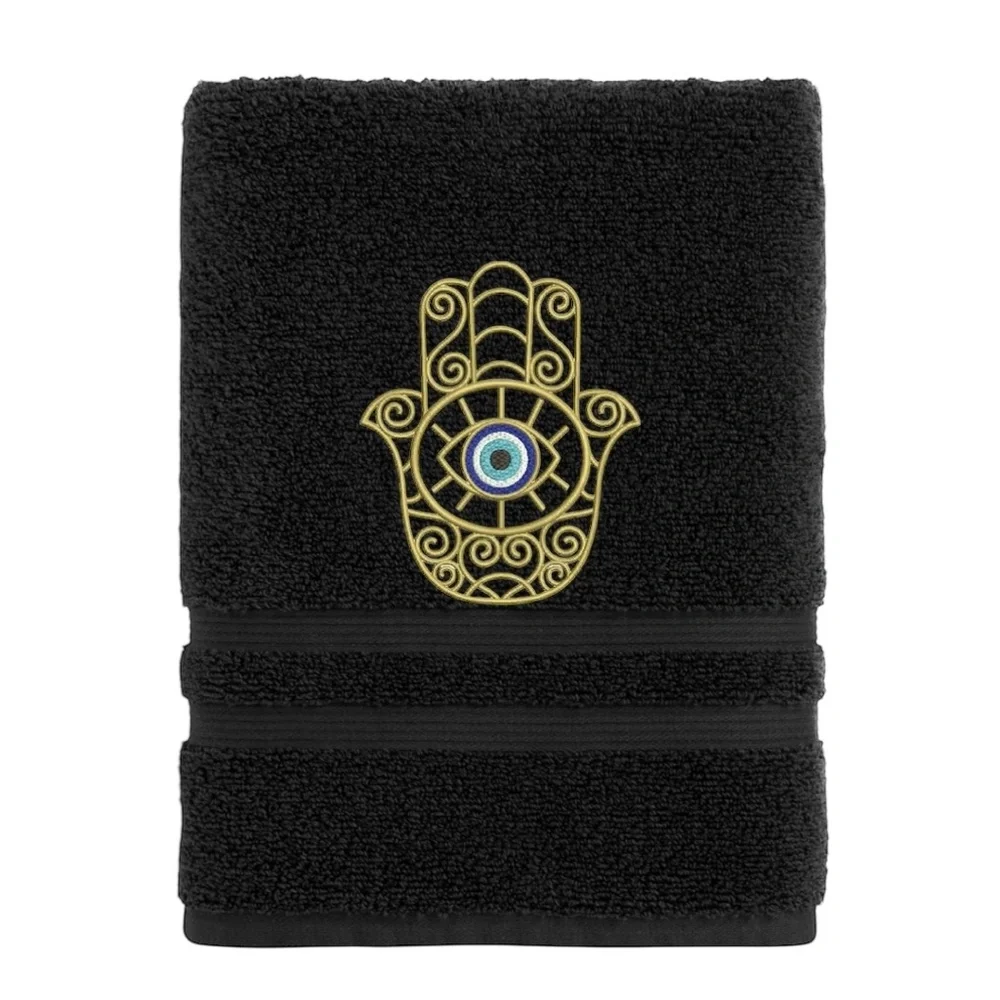 Hand Evil Eye Embroidered Hand towel Pick one New Made to order Black